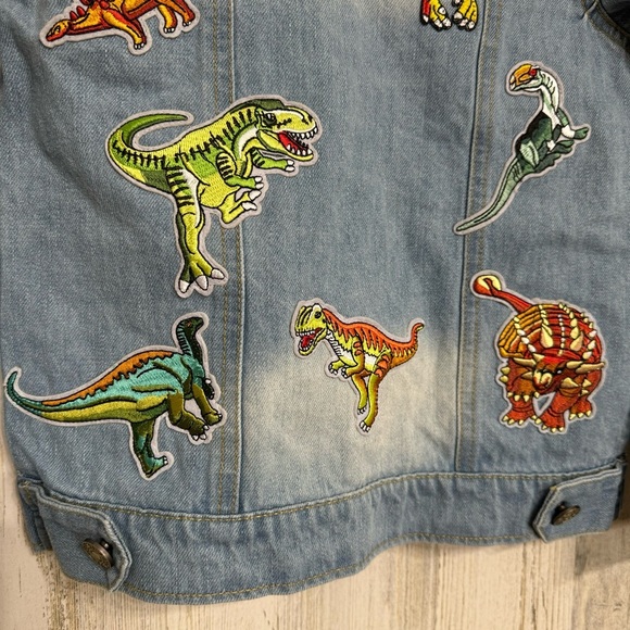 Lola And The Boys Dinosaur Embroidered Denim Jacket Kids Size 8 Blue - Picture 6 of 8